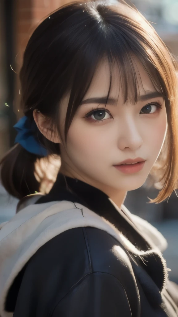 Starry Eyes, Looks even more beautiful than immortal, Ahoge, hair, Star-shaped pupils, Amber Eyes, Colored contact lenses, blush, Attention to detail, anime, Romanticism, Modern, Gothic art, anime style, Cinema Lighting, Ray Tracing, Motion Ry, close, Sony...