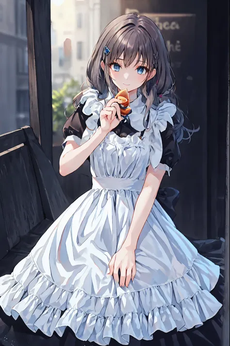 Brown Hair，Shortcuts，Messy Hair，Slender beauty，A dignified posture，Small chest，Beautiful feet，Her captivating grey-blue eyes shine like stars，One Girl,Jewel Eyes,Beautiful arrangements and motifs、few、Game character design、Written boundary depth , wonderful...