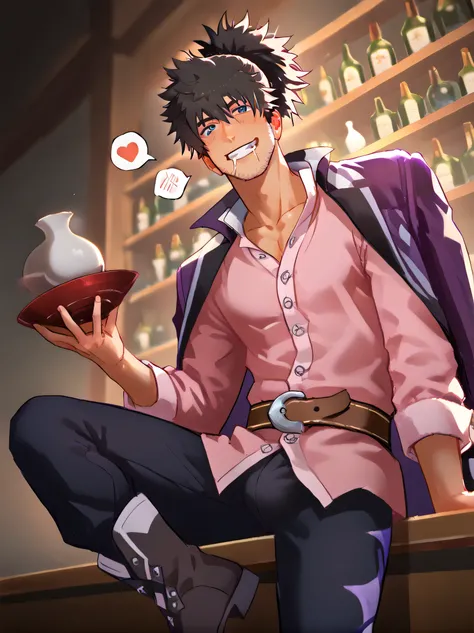 score_9, score_8_up, score_7_up, score_6_up, rating explicit, focus male, source anime, yaoi, cowboy shot, low angle, cinematic angle, motion lines, motion blur, spoken, sfx, corobun, tales of (series), tales of vesperia, raven (tales):1.2, 1boy, ankle boo...