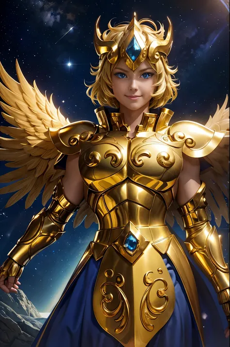 Highest quality, 8k, Super detailed, High resolution, Realistic skin texture, armor, (Realistically: 1.4), High resolution,Ultra HD、Ultra-clear、Beautiful girl、Saint Seiya、White and beautiful translucent skin、Beautiful and well-proportioned face、Cute smile、...