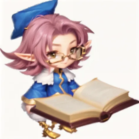 Close-up of a person holding a book against a yellow background, Visual Novel Sprites, made in RPG Maker, JRPG Characters, 2 5 6 x 2 5 6 pixels, RPG Book Portrait, RPG Maker, tomorrow, Have a spell book, Natalie in an epic battle fantasy, RPG Character Ava...