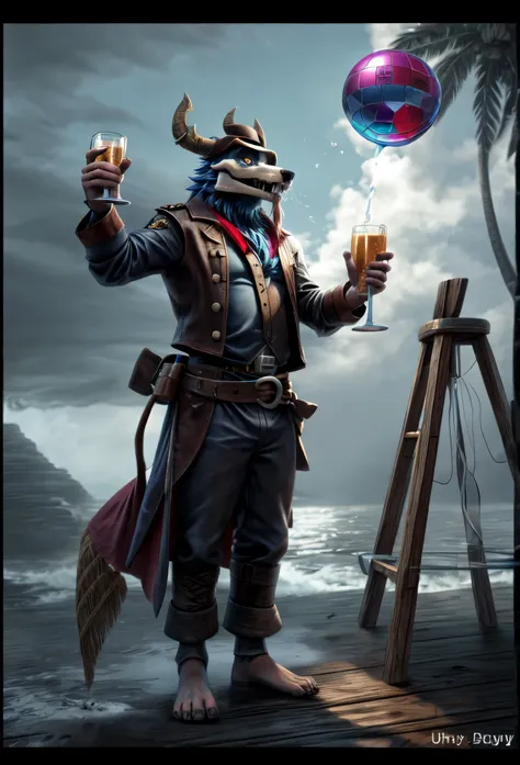 (((barefoot furry character, full body, cinematic setting, furry male, plantigrade, correct anatomy))) 

sailing in in my pirate...