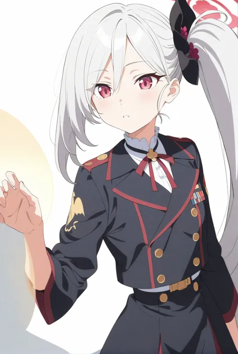 (masterpiece), (Highest quality), (Very detailed), so beautiful, figure, Perfect composition, Complex details, Absurd, Detailed face, (Complex),One girl, (One girl, January (Blue Archive), alone, Red eyes, Gray Hair, Side Ponytail), Nipples,Perfect Face, 4...