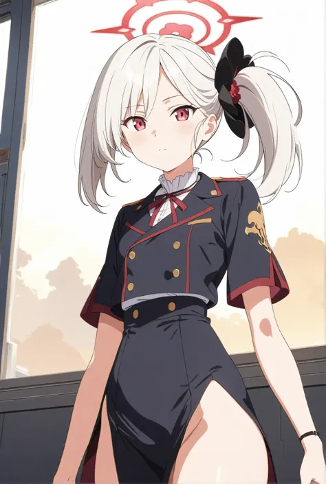 (masterpiece), (Highest quality), (Very detailed), so beautiful, figure, Perfect composition, Complex details, Absurd, Detailed face, (Complex),One girl, (One girl, January, Blue Archive, alone, Red eyes, Gray Hair, Side Ponytail), Nipples,Perfect Face, 4K...