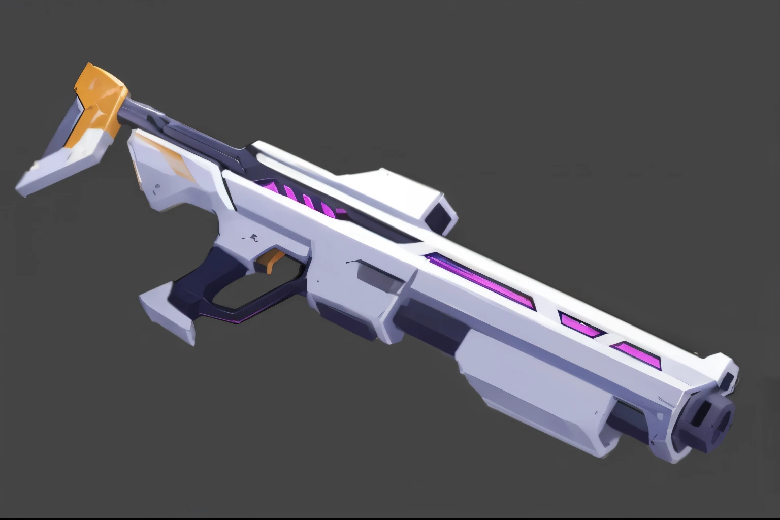 best quality，Technologically sensitive firearms，White plastic texture，黑Nonferrous metal primer，Nonferrous metal primer，Purple glow effects，4K，No characters，Vertical painting texture