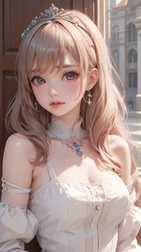 (Ultra-high resolution), (masterpiece), (Attention to detail), (high quality), (最high quality), ((Upper body shooting)) , A girl, Medieval lady, ((Queen)), modern princess, Fashion Dress, Bob Cooter, simple tiara, grace jewelry, Shiny earrings, Seal, Exqui...