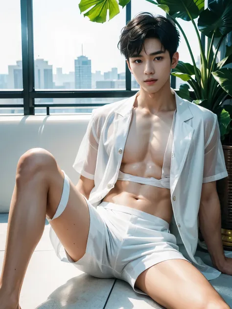 (A asian pretty Boy, cute boy, Nude posing:1.1), (absurdres, realistic, masterpiece:1.2), RAW photo, best quality, 8K,1boy, ulzzang boy, chinese idol, very handsome, perfect face, intricate detail, Extremely detailed, (photorealistic:1.5), professional pho...