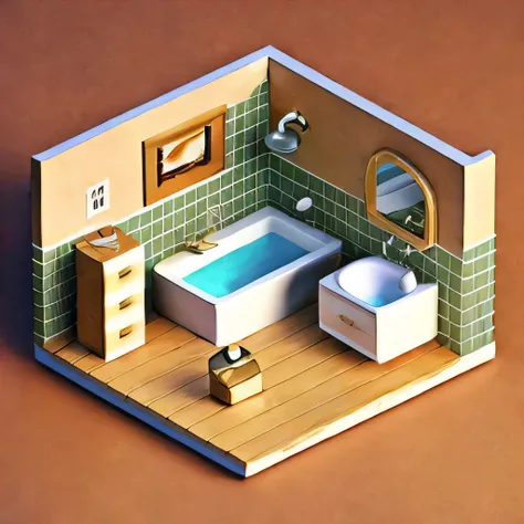 bathroom、isometric illustration