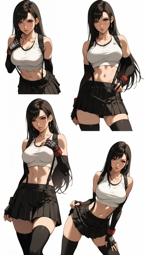 score_9, score_8_up, score_7_up, score_6_up, dark theme，sinozick style
 hanaflans final_fantasy final_fantasy_VII final_fantasy_VII_rebirth final_fantasy_VII_remake tifa_lockhart english_commentary highres 1girl armpit_peek bare_shoulders black_gloves blac...