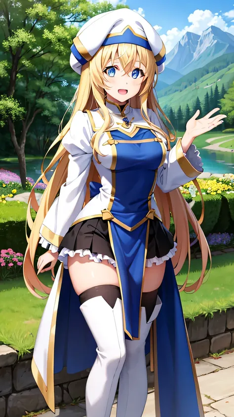 {{{masterpiece}}}, {{{best quality}}}, {{ultra-detailed}}, {illustration}, {{an extremely delicate and beautiful}}, (beautiful detailed eyes:1.6), extremely detailed face, 16k, anime face, priestess(Goblin Slayer!), cute face, aapri, blonde hair, blue eyes...