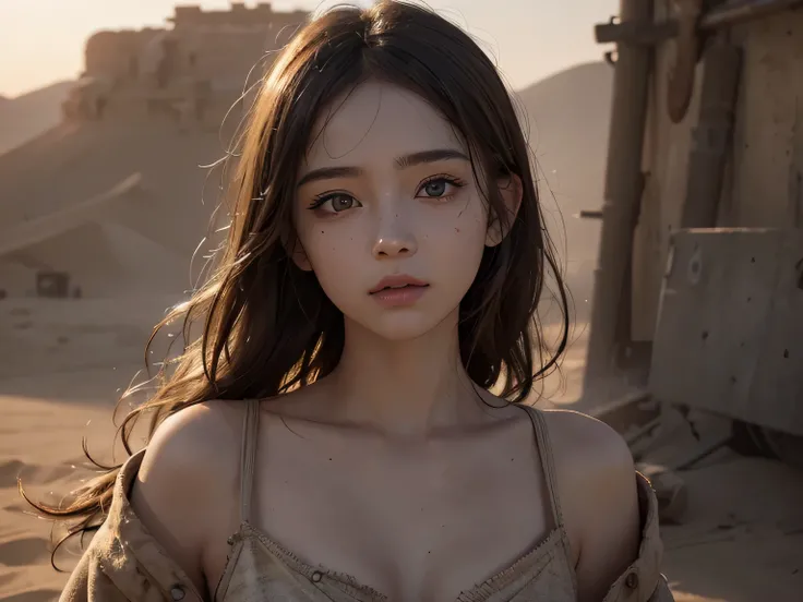 Multiple girls,１０Year old girl, Full body photo , Mad Max,A ruined world、desert、Sand Dust、(photo Realistic:1.4), (hyper Realistic:1.4), (Realistic:1.3),
(Smoother lighting:1.05), (Improving the lighting quality of movies:0.9), 32K,
 Realistic lighting, Bac...