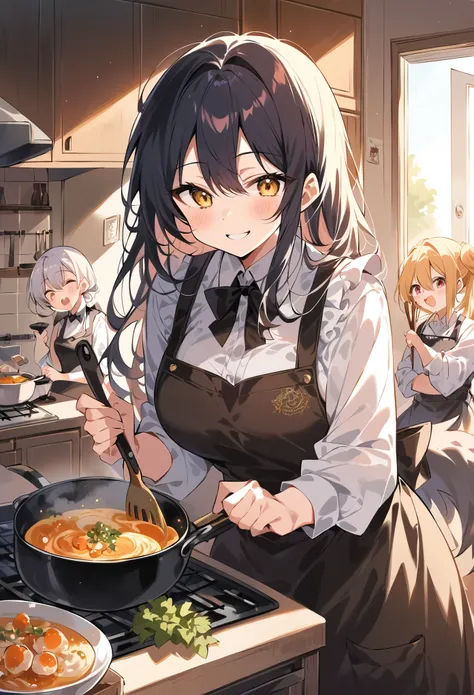 rating_safe, score_9, score_8_up, score_7_up, score_6_up, score_5_up, score_4_up, hires, highres, source_furry, cover page, Cuisine Information Journal(lovers, housekeeper girl, cooking, wolf husband)Newlyweds, kitchen, smile:0.2, perfect anatomy, cinemati...