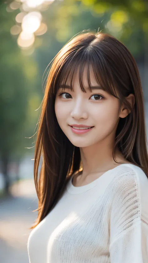 masterpiece, best quality, ultra high res, ultra detailed, sharp focus, 1girl, solo, a stunning pretty and beautiful Japanese sexy model, 19yo, looking at viewer:1.3, (bright smile:0.6), wearing a (blouse), dusk, sunset, night, realistic, Slender, (standin...