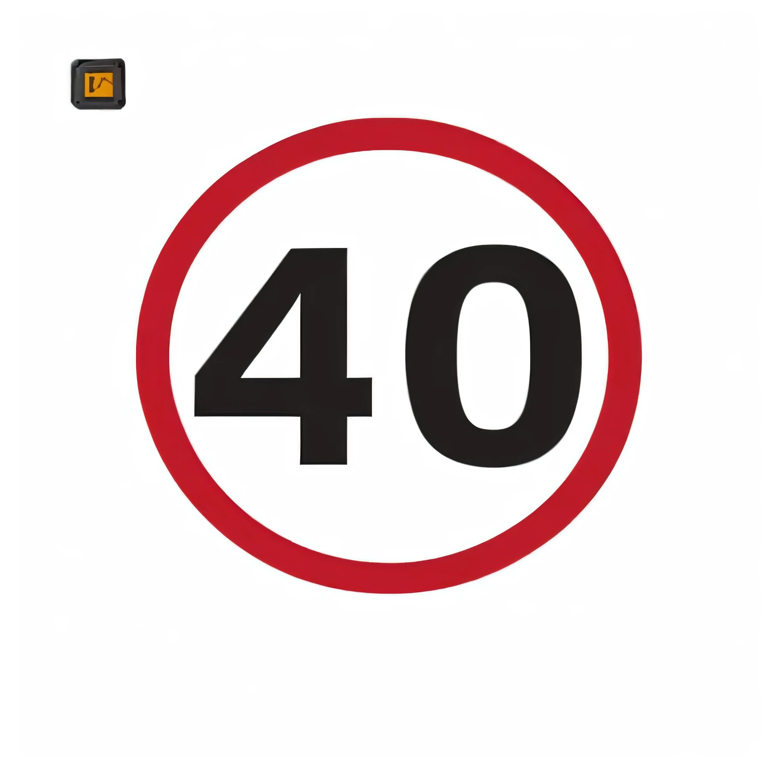 Speed limit sign indicating a maximum speed of 40 kilometers or miles per hour, depicted in a red circular border with the number "40" in bold black font on a white background.