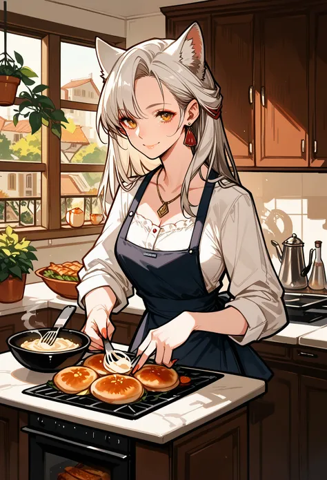 rating_safe, score_9, score_8_up, score_7_up, score_6_up, score_5_up, score_4_up, hires, highres, source_furry, cover page, Cuisine Information Journal(lovers, housekeeper girl, cooking, wolf husband)Newlyweds, kitchen, smile:0.2, perfect anatomy, cinemati...