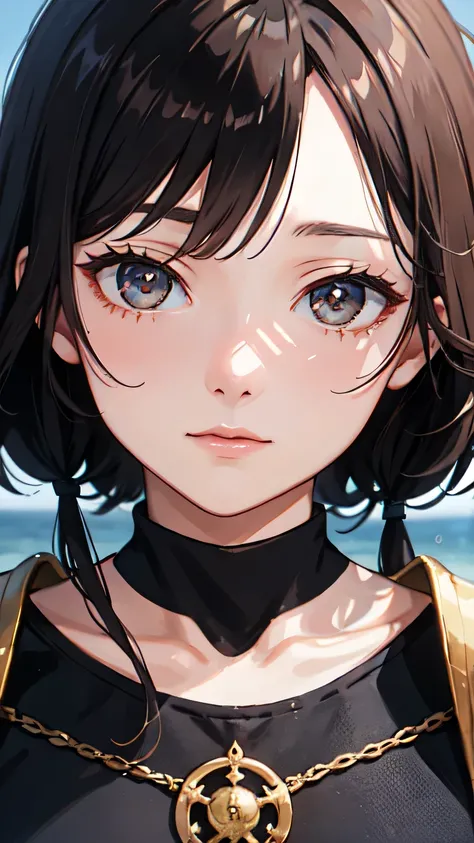 ((Highest quality)), ((masterpiece)), (detailed), One beautiful girl, Almond Eye Ah、Brave Captain, A night of sea songs ,A life-threatening voyage,His soul shines, Oh, brave captain, The seas song echoes, His spirit shines bright,Close up of face
