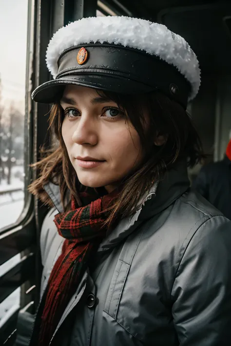 train worker, soviet union, in the winter