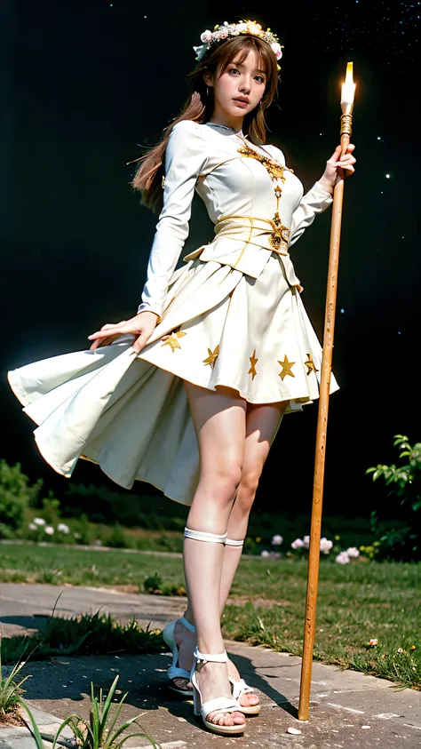 ((Highest quality, 8k, masterpiece: 1.3)),（リアル8k）whole body、Higher dimensional beings of the universe、green light、Fertility Goddess,((Goddess Character:1.2),Starry sky background,The stars are shining brightly,A solemn and profound atmosphere,Semina Long H...