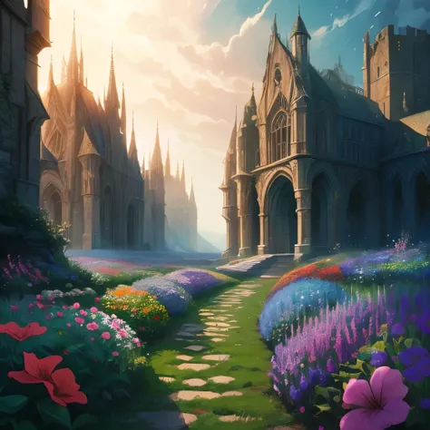 background, fantasy, fantastic, fantasy, flower garden, future, dont draw people