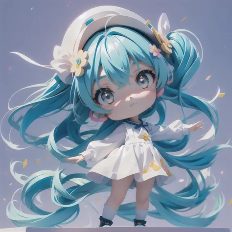 Girl Anime Figure, 1girl, solo, alone, ((full body)), Trending with Polycount, Conceptual Art, Anime Style 3D, chibi Stylized Anime, (((chibi))), deformed, super chibi, Cute 3D Anime Girl Rendering, ((chibi Girl standing on a base)), Anime chibi Art Style,...