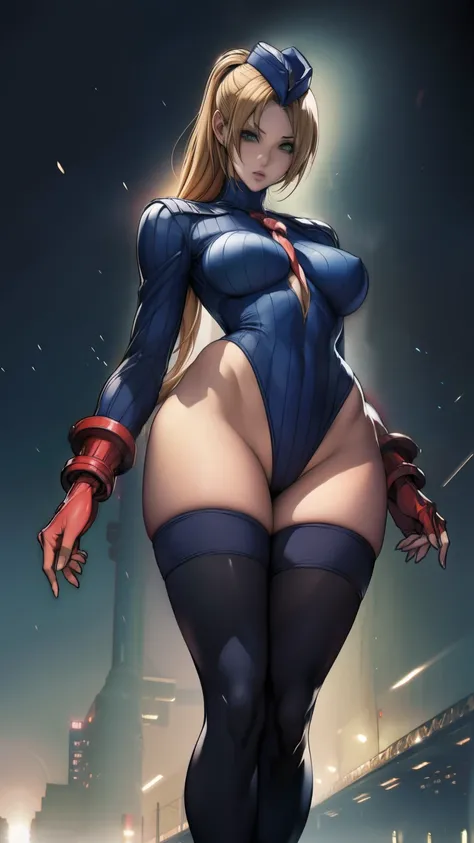 (nsfw)、Street Fighter、doll suit、Shadaloo Doll、doll suit、Girl、、Expressionless、View your viewers、Red gloves、BREAK、Female Fighter、whole body、Hypnotized、 whole bodyスーツ、Dark navy blue ribbed high leg leotard、Perfect female body、brainwashing、hat、tie、belt、Large B...