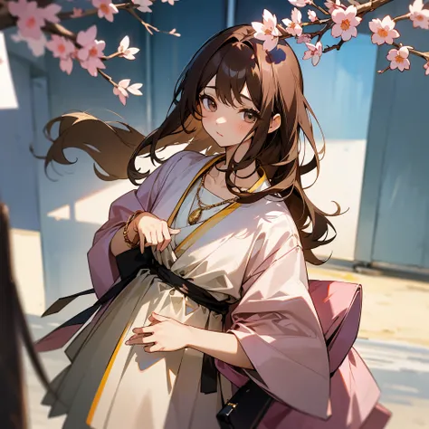 girl：Sakura Appearance: An 1 girl、He has a slightly shy look.、It creates an atmosphere of curiosity.。Her hair is medium length and reaches down to her shoulders.、Soft, wavy brown hair。Dressed casually but stylishly、Accessories can be seen here and there。To...