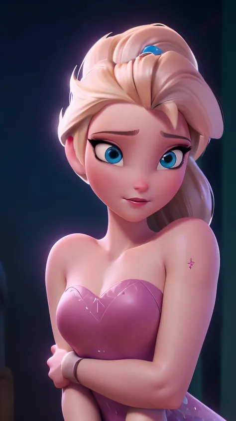 elsa, (perky breasts), (((small breasts))), affected smile:1.2, beautiful blue eyes, (perfect iris), depth of color in his eyes,...