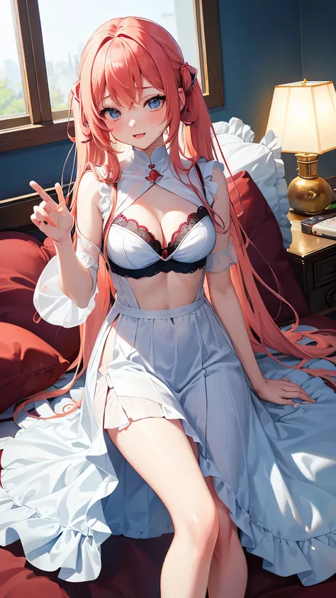 One Woman、(((anime-style cute face)))、Light blue twintails、（Brown Skin:2.0）Sexy Woman、blush、Very big blue eyes:1.8、anatomically correct body、Thighs、The face is bright、Professional Lighting、Cute beautiful breasts、(Highest quality1.5, Anime artwork, Anime St...