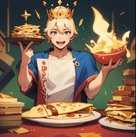 cartoon quesadilla king, wearing a crown