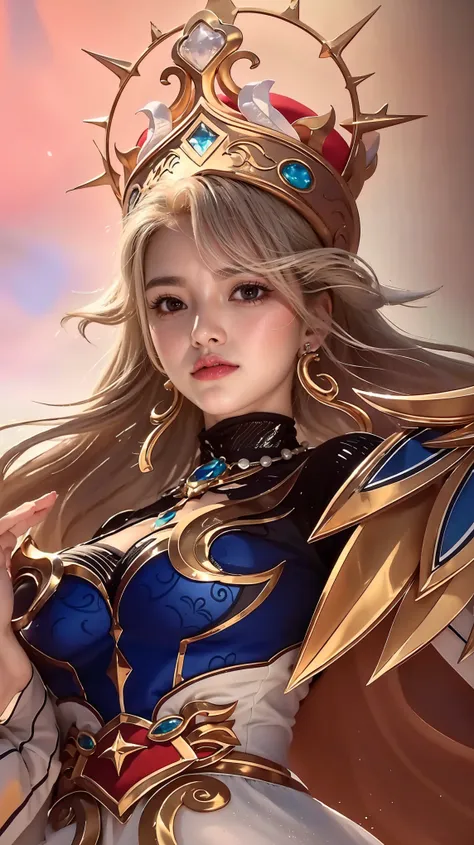 photorealistic, high resolution, soft light, 2 korean girl ,solo, (wavy blonde hair), hips up, shiny skins, (detailed face),jewe...