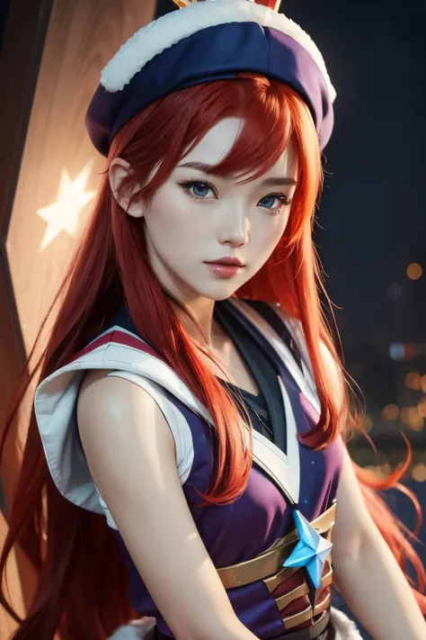 aloy, redheadwear, star guardian-kai&#39;sa , high resolution, perfectbody, super detaill, 8k, overview, fully body, at a forest...