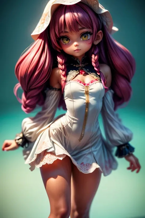 ((Best Quality)), ((Masterpiece)), (Detailed: 1.4), (Absurd), Depiction of Little Red Riding Hood with a charming and whimsical touch. She has a youthful and innocent appearance, with fair skin and rosy cheeks. Her long, dark hair cascades down her back in...