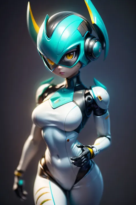 ((Best Quality)), ((Masterpiece)), (Detailed: 1.4), (Absurd), Representation of a futuristic robot with a sleek, high-tech design. The robot has a humanoid shape, with a streamlined metal body that combines aesthetics and functionality. Its skin has a poli...