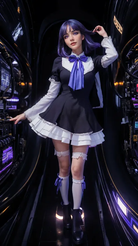(1 lady), (Best quality at best:1.4), (ultra - detailed), (extremely detailed CG unified 16k), A Beautiful Woman with Perfect Figure: 1.4, Sharp Focus: 1.2, purple hair, very detailed, High-definition RAW color photo, professional photoshooting, amazing fa...