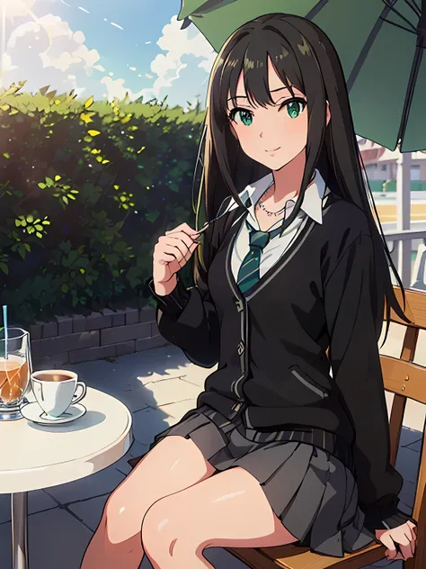 ((masterpiece)), (best quality), extremely detailed Illustration, ultra detailed, highly detailed, detailed background, vivid color, photorealistic, natural side lighting, 1girl, rin shibuya, super cute, Sexy Body, (seductive eyes, green eyes:1.3), Symmetr...