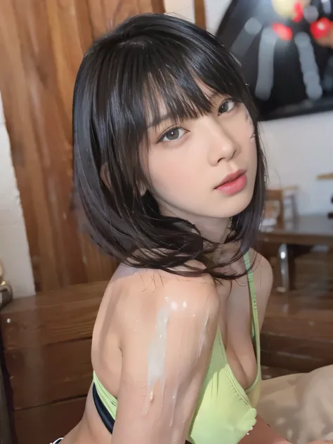 20 year old Japanese beauty，One woman、Muscular body like a bodybuilder、Emphasize the breasts、Slit eyes、A head-to-toe view，Bust is very very large、The Milky Way in the background、High quality photos、Clear, crisp images of the lower body、Masterpiece 8k、Gazin...