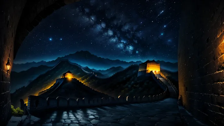 Great Wall,The dark blue night has some dreamy colors