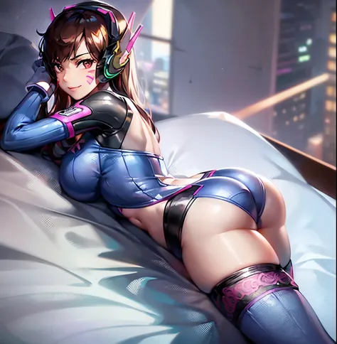 ((1girl)),((alone)),d.va (overwatch),(masterpiece), (best quality), (ultra detailed), (best illustration), (best shadow), (absurdities), sharp focus, cowboy shot, atmospheric perspective, depth of field, dynamic posture, ((looking at viewer)), large breast...