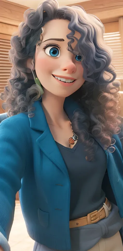 woman, curly hair, Disney  style, ((trunk)),