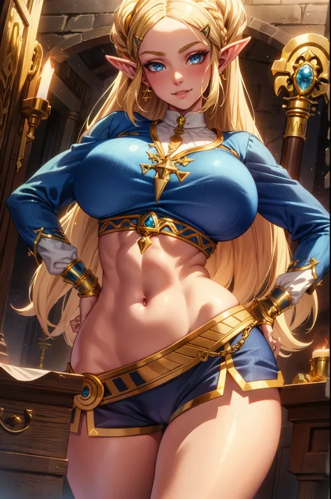 Slave Collar (Gold), aazelda, long hair, pointy ears, blue eyes, blonde hair, Bimbo, Makeup, Close up, (extremely detailed CG unity 4k wallpaper),(masterpiece),(best quality),(ultra-detailed),(best illustration),(best shadow),(absurdres),(detailed backgrou...