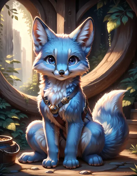 score_9, blue fox, feral, looking at you, sitting, detailed, beautiful, cute, hnnng, daaaaaaaaaaaw, weapons-grade cute, (fluffy:...