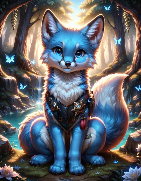 score_9, blue fox, feral, looking at you, sitting, detailed, beautiful, cute, hnnng, daaaaaaaaaaaw, weapons-grade cute, (fluffy:...