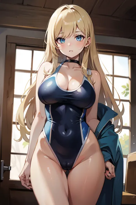 (1girl:1.3), Masterpiece, Best quality, amazing beauty, 4K, absurdres, finely detail, super detailed eye, perfect anatomy, official art, cinematic lighting, BREAK, silky long hair, blonde, BREAK , big breasts, , BREAK , (swimsuit:1.2), BREAK,()