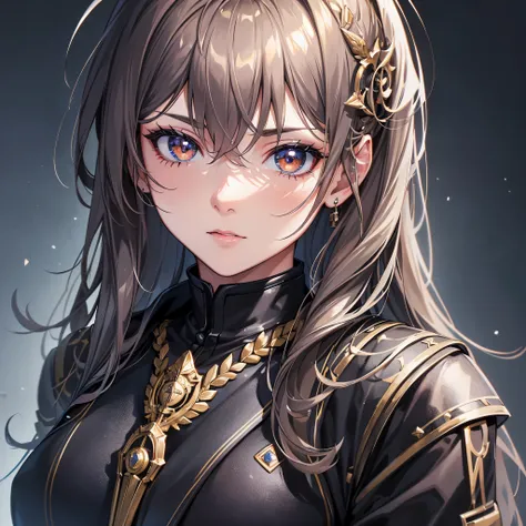 absurdres, highres, ultra detailed, HDR, masterpiece, extremely detailed face and eyes, perfect face, 1girl, outfit militar, futurista