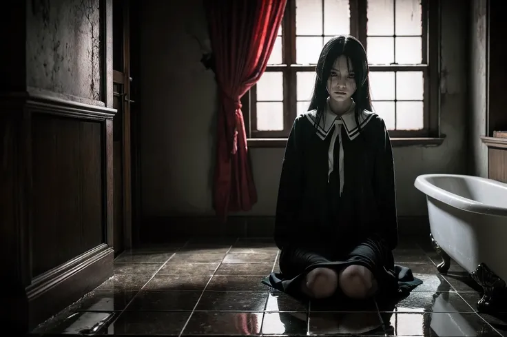 **プロンプト:**

Create an ultra-realistic 8K resolution image of an anime-style horror character inspired by "Toire no Hanako-san," transformed into the ultimate horror figure. She retains her eerie origins with long, black hair that falls in disheveled strand...