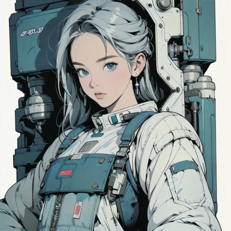 White background only、(((masterpiece, Highest quality)))、(((32K Wallpapers)))、The most detailed machine、(((The most complete and detailed collection of futuristic machines and women)))、The most detailed background、(((Flat Chest)))、(((Many complex, Sophisti...