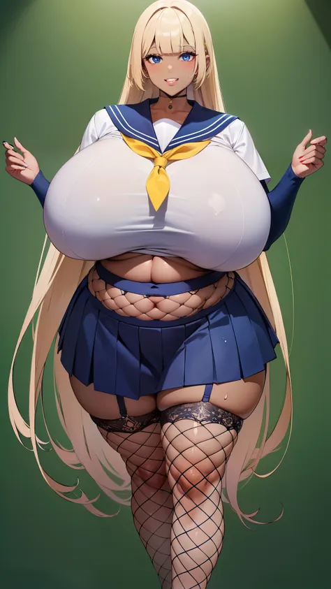 ((8k,highest quality、very tall、12th class、voluptuous woman))、(gigantic tits，thick thighs、big hips、very long legs:1.3), blonde、 b...