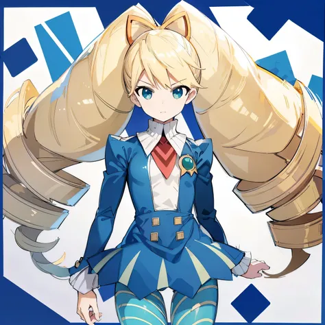 mmplatz,twintails,twin drills,dress,blue pantyhose,striped pantyhose