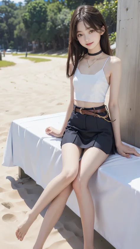 smile、Long thin legs, thin thighs、Japanese, high school girls,Beautiful sandy beach in the background、 (((flat chest))), (flat chest:1.1),Perfect Face, , two girls、Beautiful big eyes,twins, Masterpiece,Best quality,offcial art,Extremely detailed Cg Unity 8...