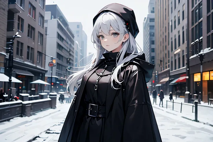 black medieval winter girl overcoat black clothing